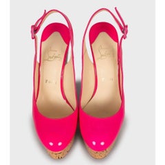 Christian Louboutin Pink Leather Wedge Heels - EU 40