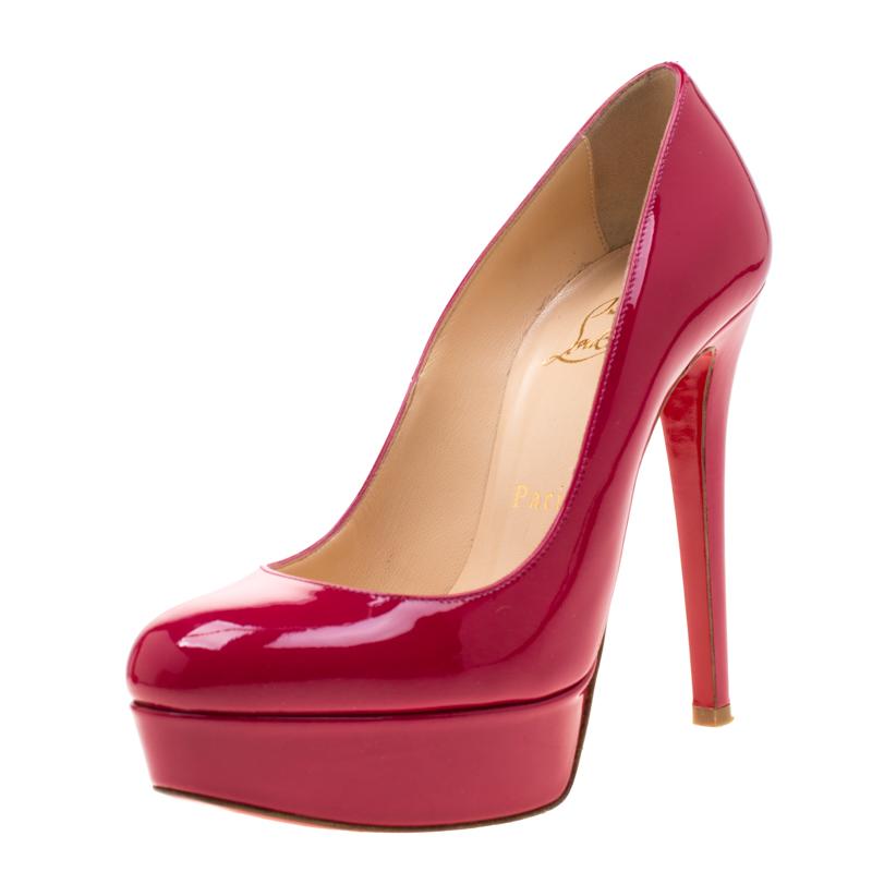 A classic to add to one's shoe collection is this Bianca pair. These Christian Louboutin beauties are covered in patent leather and styled with platforms, 12.5 CM heels, and the signature red soles. Add these pumps to your closet today and flaunt