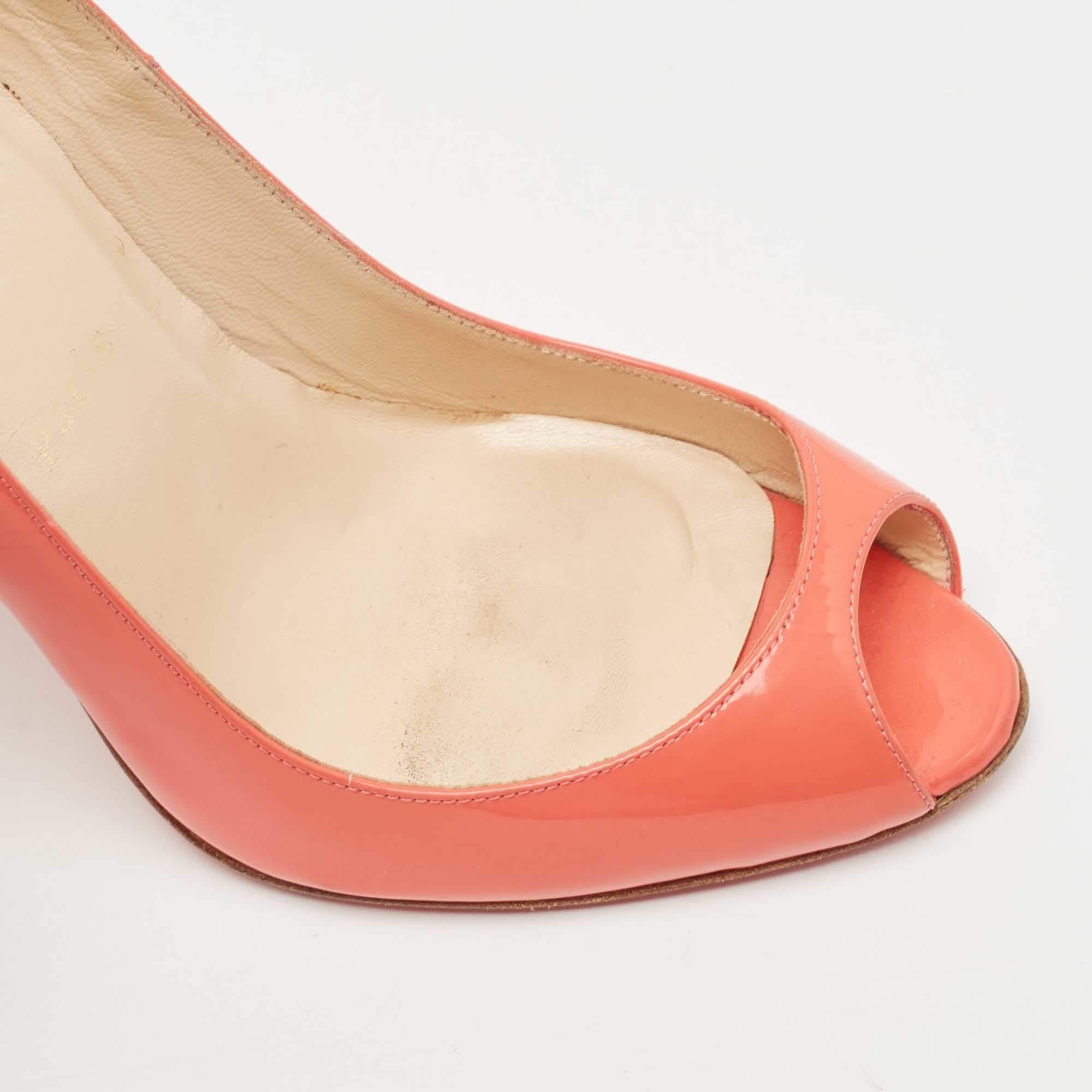 Christian Louboutin Pink Patent Leather Flo Pumps Size 37 For Sale 2