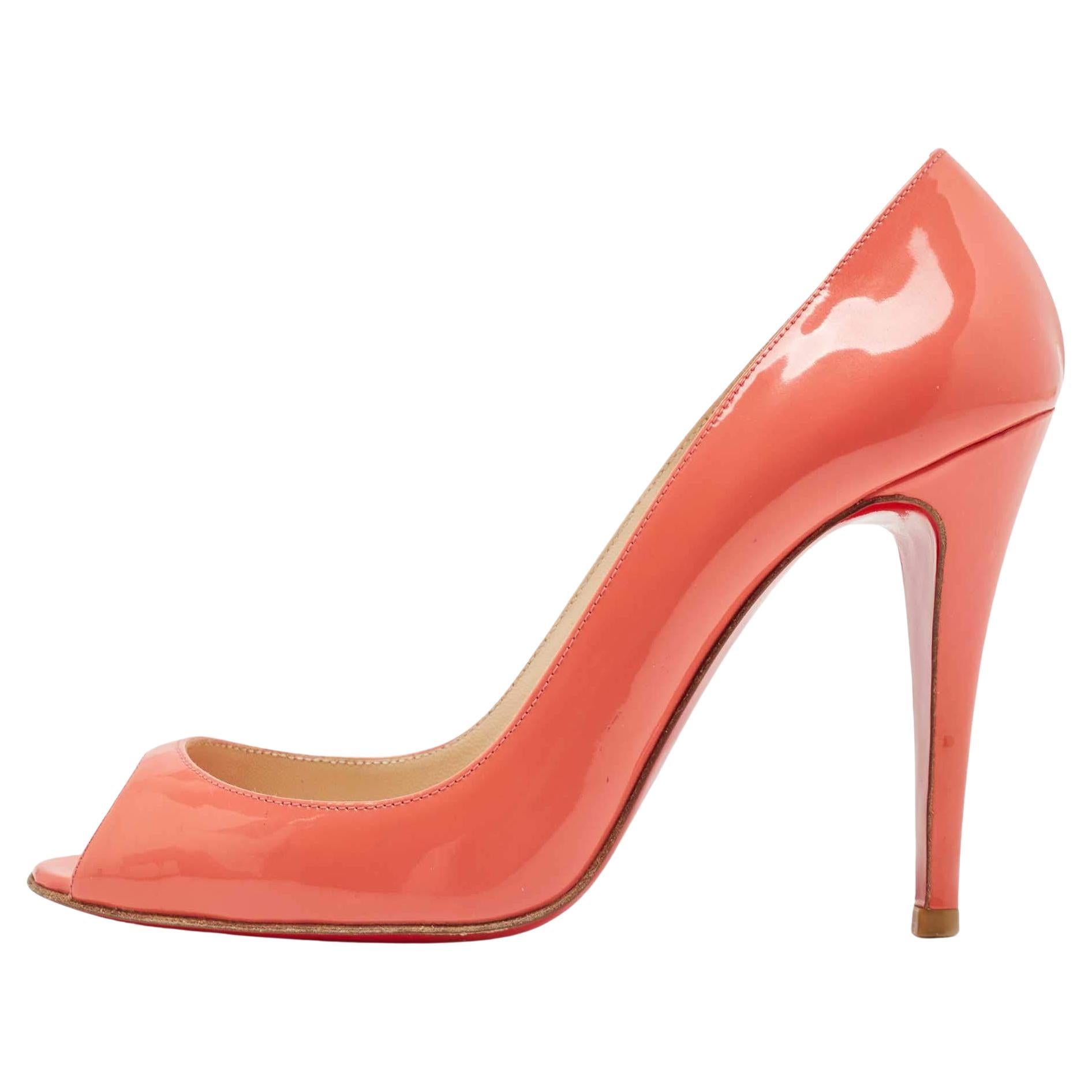 Christian Louboutin Pink Patent Leather Flo Pumps Size 37 For Sale