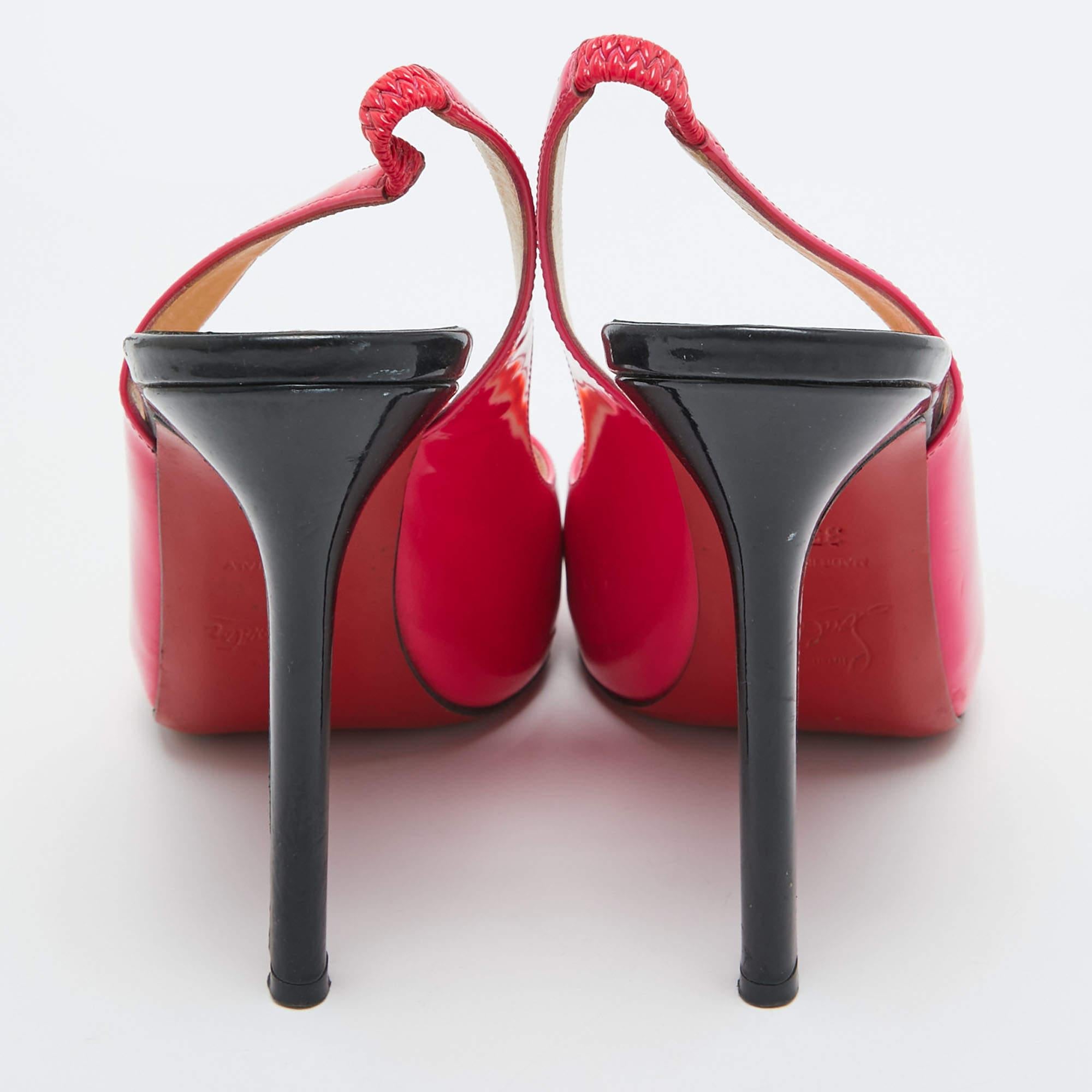 Christian Louboutin escarpins Flo Slingback en cuir verni rose, taille 35,5 Pour femmes en vente