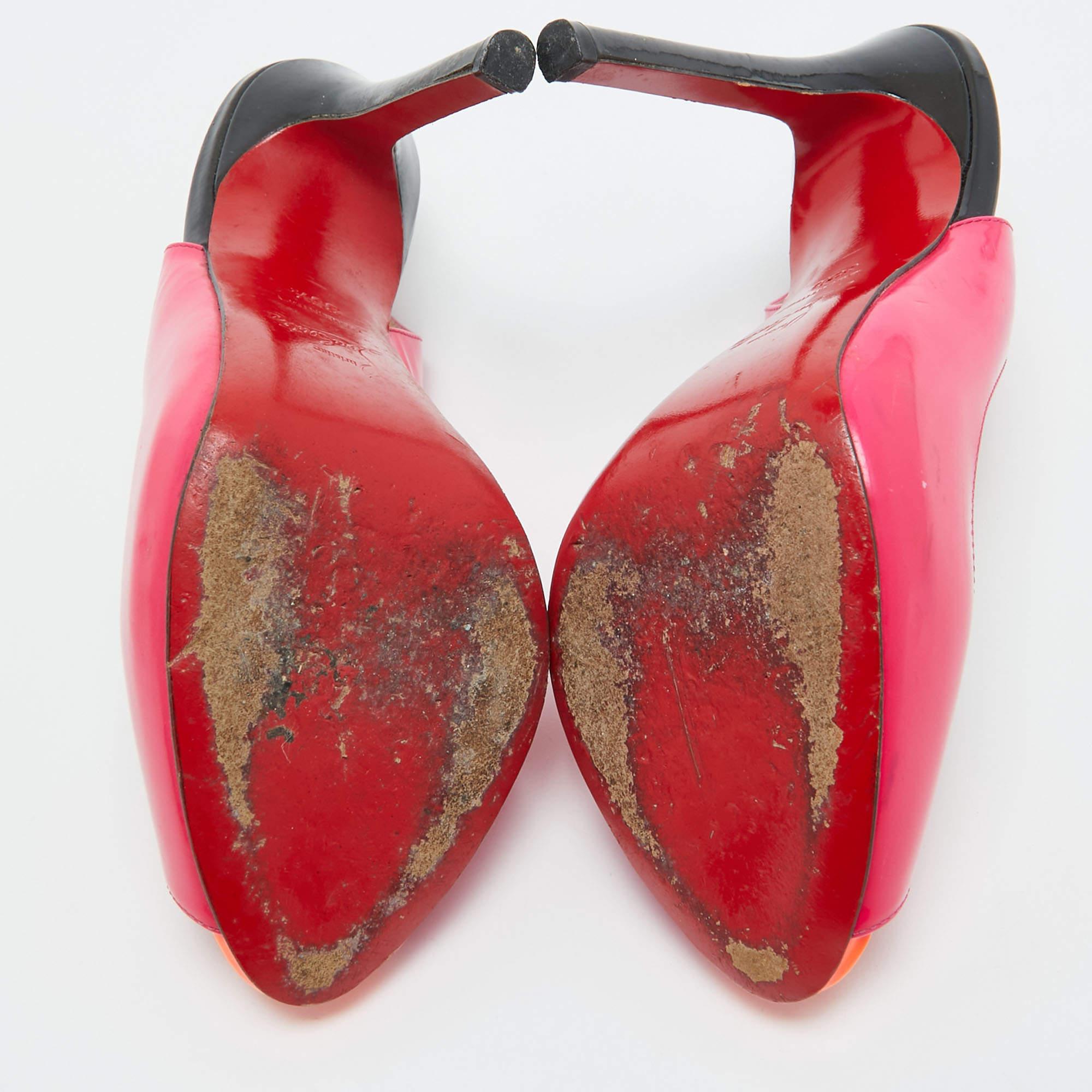 Christian Louboutin escarpins Flo Slingback en cuir verni rose, taille 35,5 en vente 1