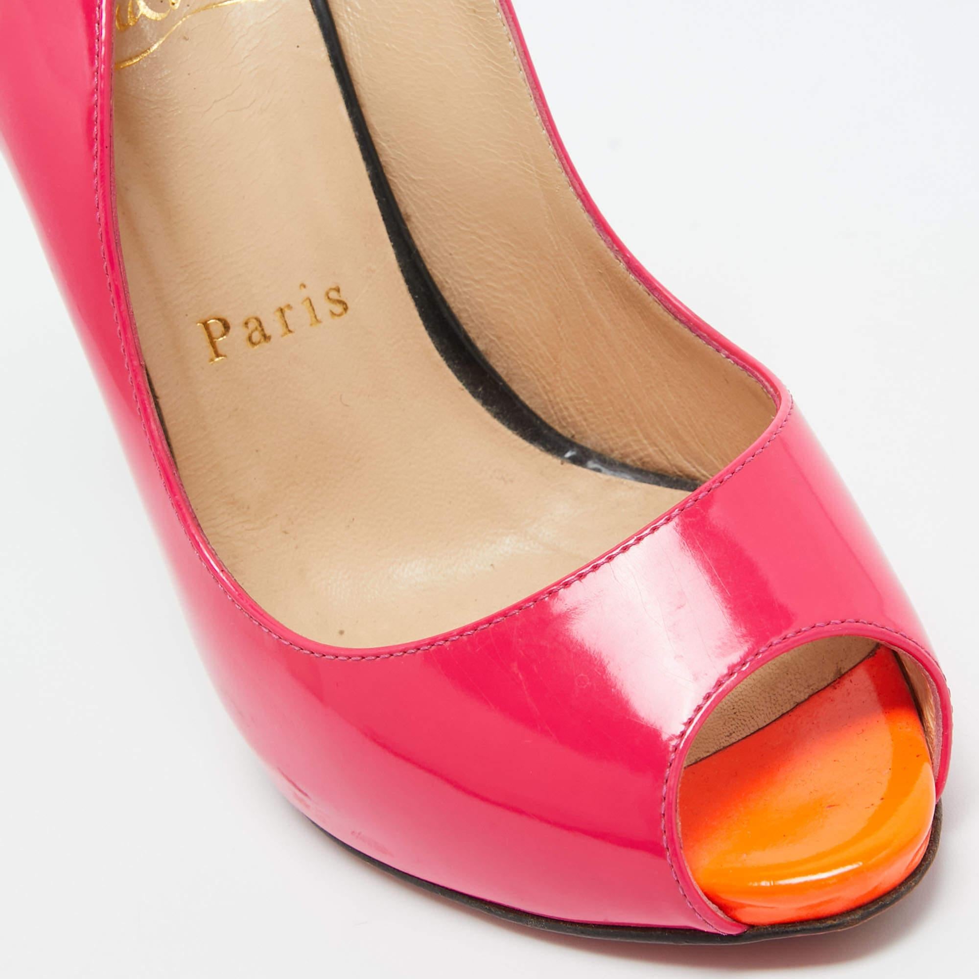 Christian Louboutin escarpins Flo Slingback en cuir verni rose, taille 35,5 en vente 2