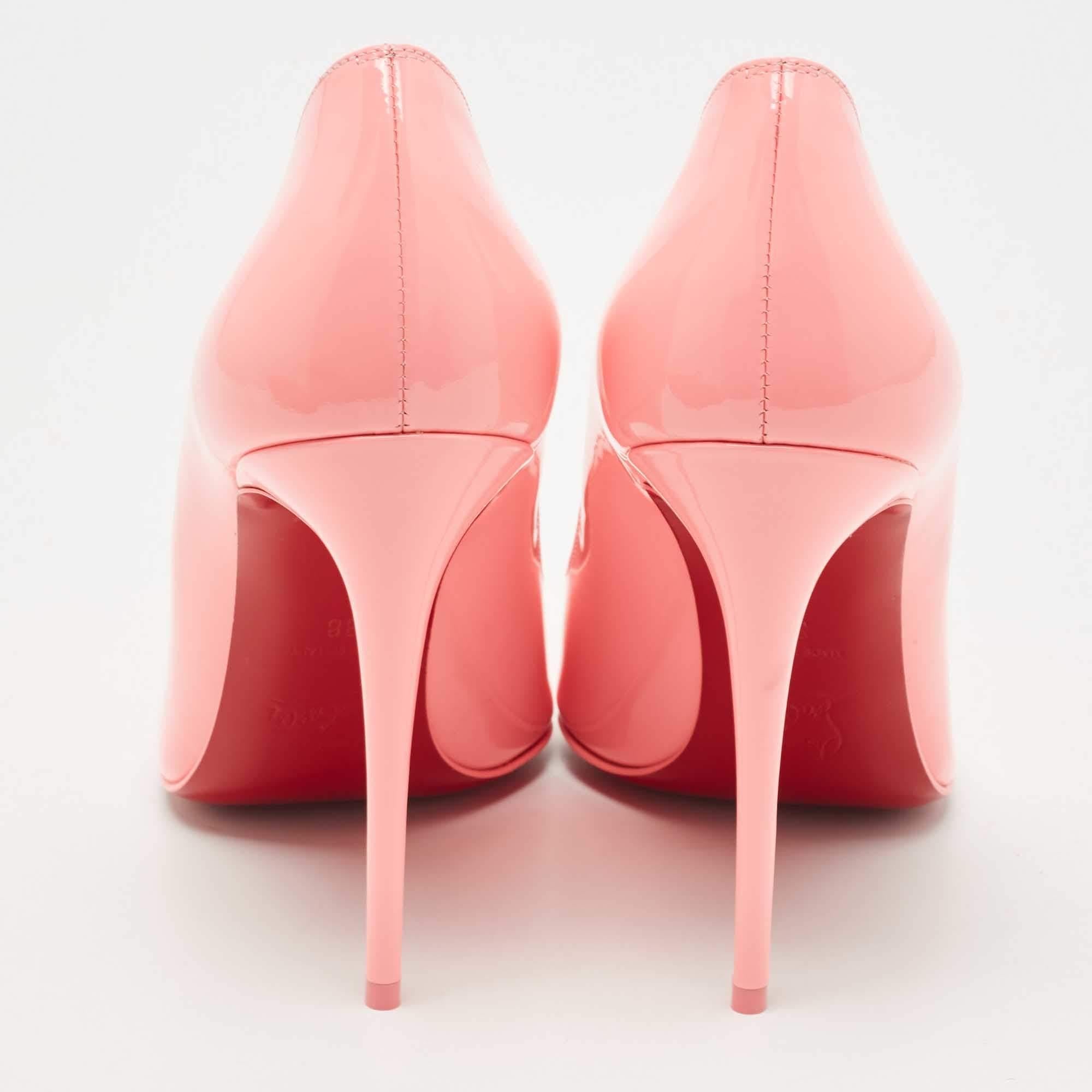 Christian Louboutin Pink Patent Leather Hot Chick Pumps Size 38 In New Condition In Dubai, Al Qouz 2