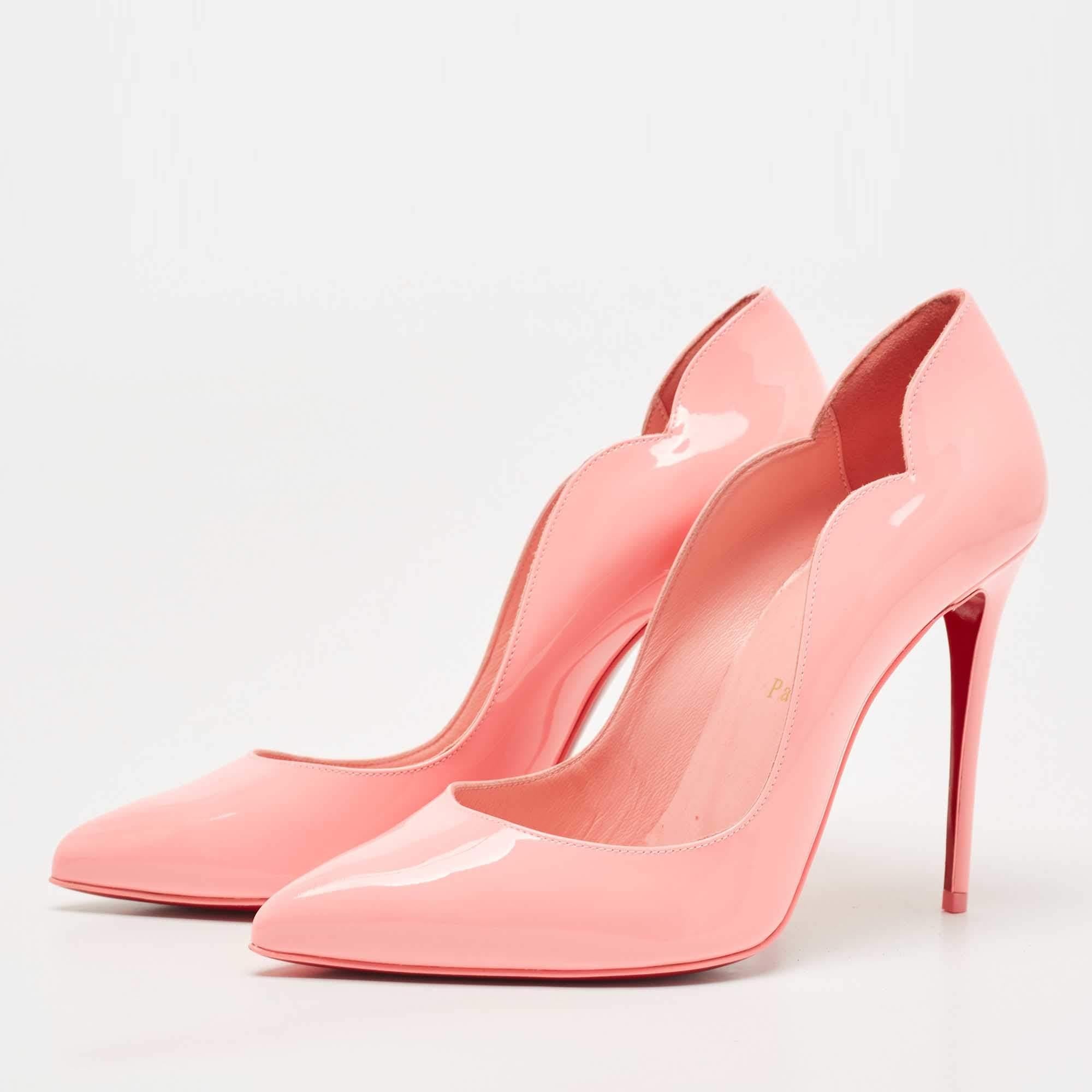 Women's Christian Louboutin Pink Patent Leather Hot Chick Pumps Size 38