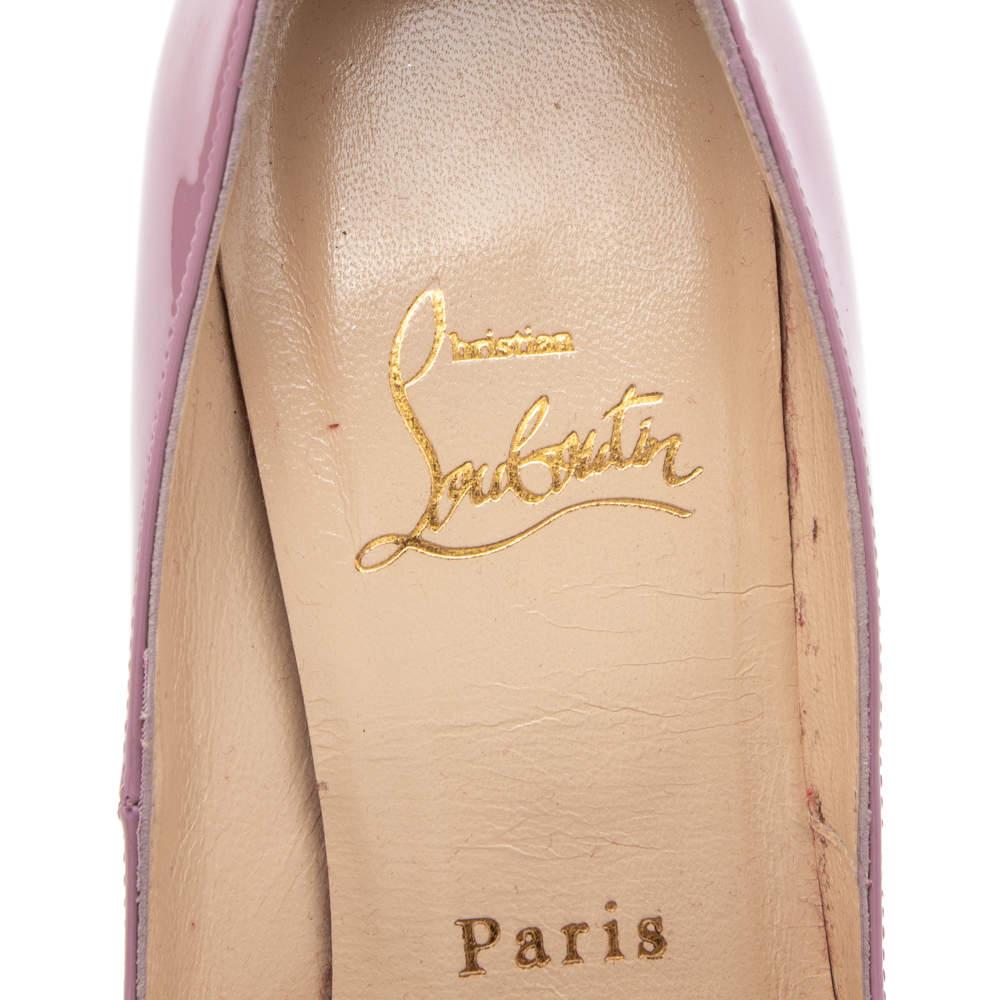 Christian Louboutin Pink Patent Leather New Very Prive Glitter Heel Platform Pum In Good Condition For Sale In Dubai, Al Qouz 2