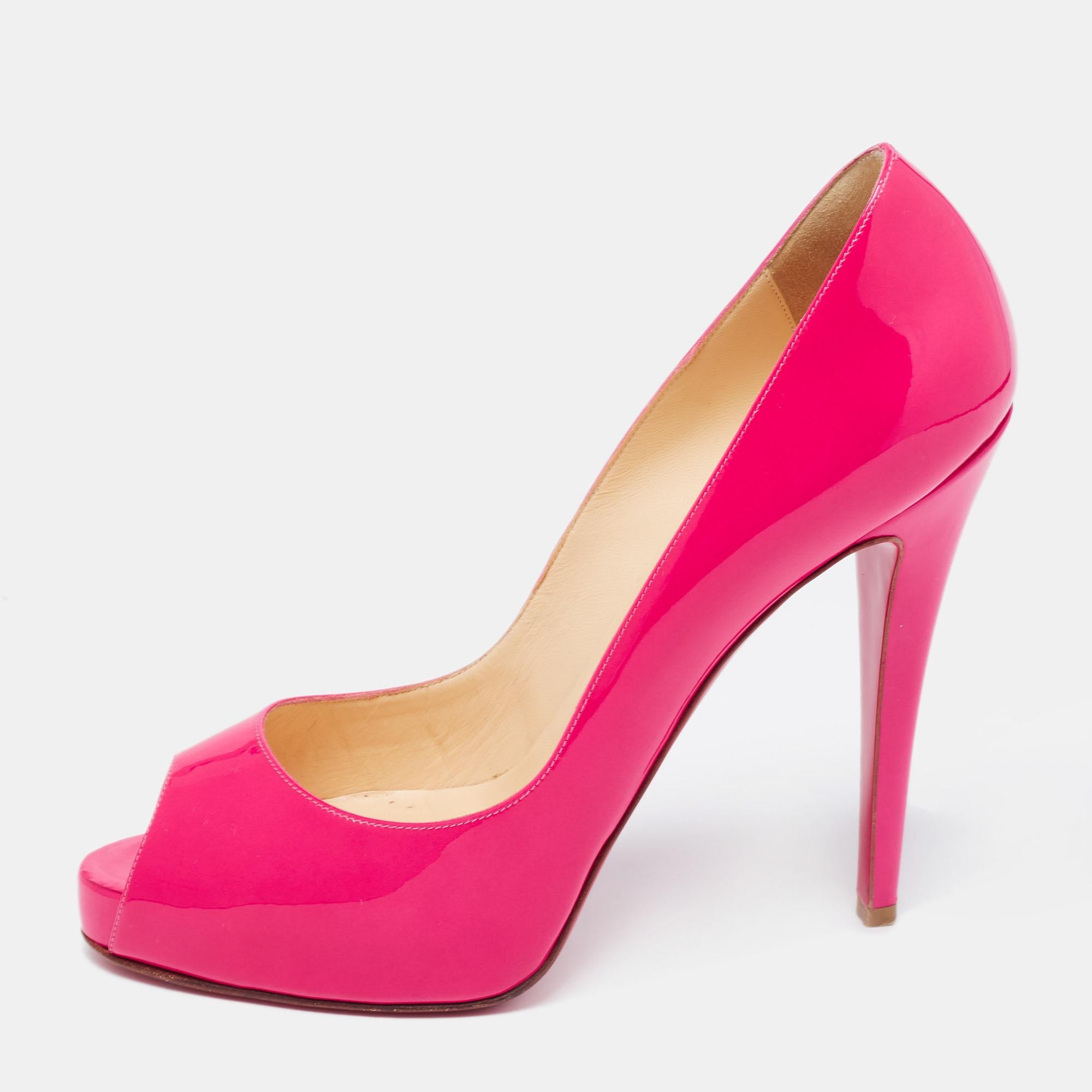 Christian Louboutin Pink Patent Leather New Very Prive Pumps Size 41 For Sale 2