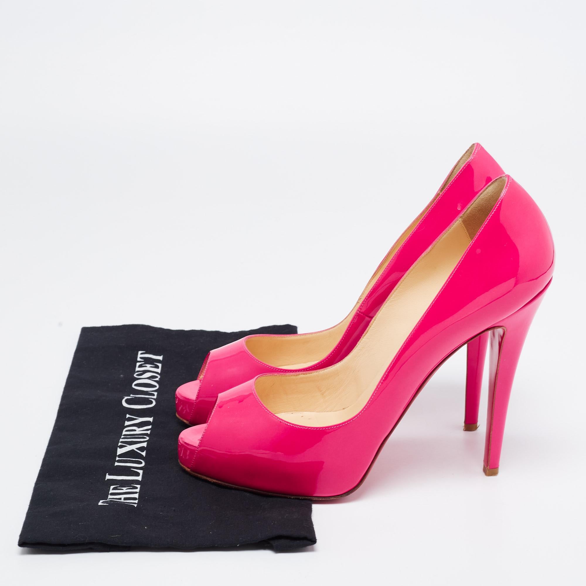 Christian Louboutin Pink Patent Leather New Very Prive Pumps Size 41 For Sale 3