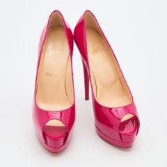 Christian Louboutin Pink Patent Leather Palais Royal Platform Pumps Size 39.5