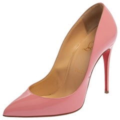 Christian Louboutin Pink Patent Leather Pigalle Follies Pumps Size 38
