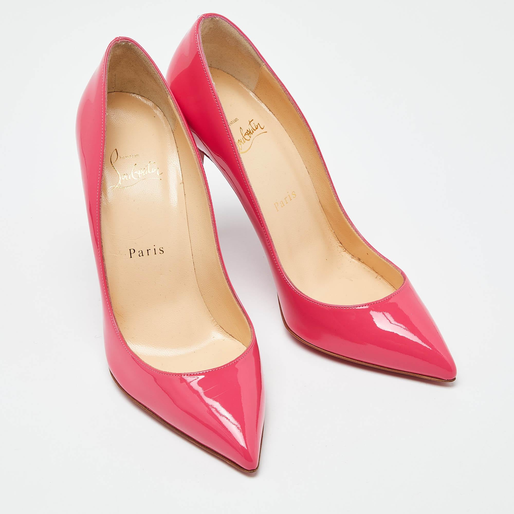Christian Louboutin Pink Patent Leather Pigalle Pumps Size 38 For Sale 1