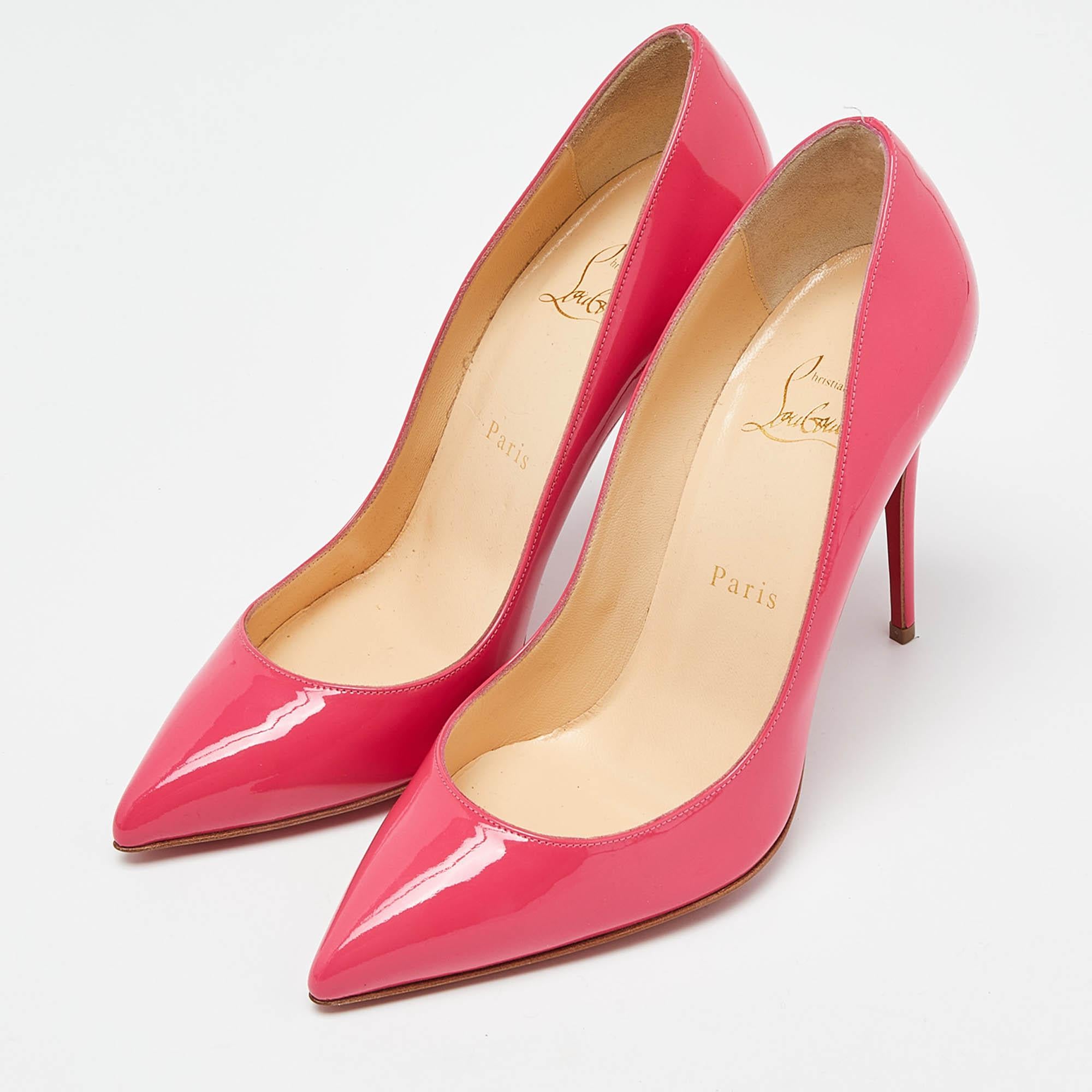 Christian Louboutin Pink Patent Leather Pigalle Pumps Size 38 For Sale 3