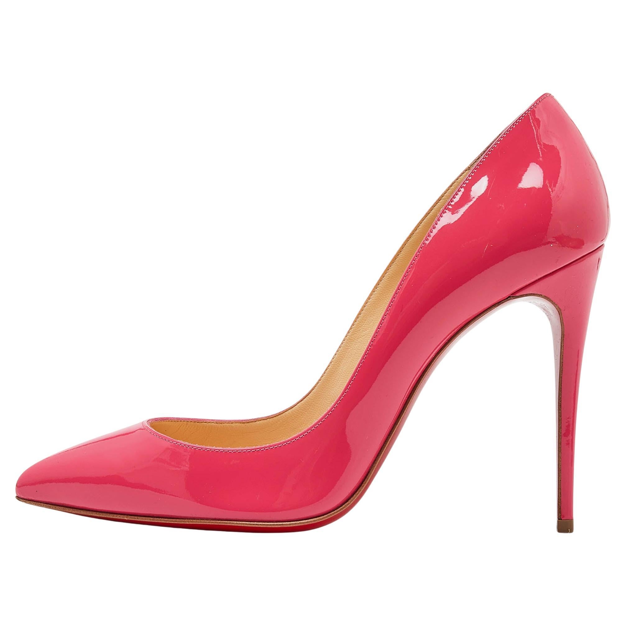 Christian Louboutin Pink Patent Leather Pigalle Pumps Size 38 For Sale