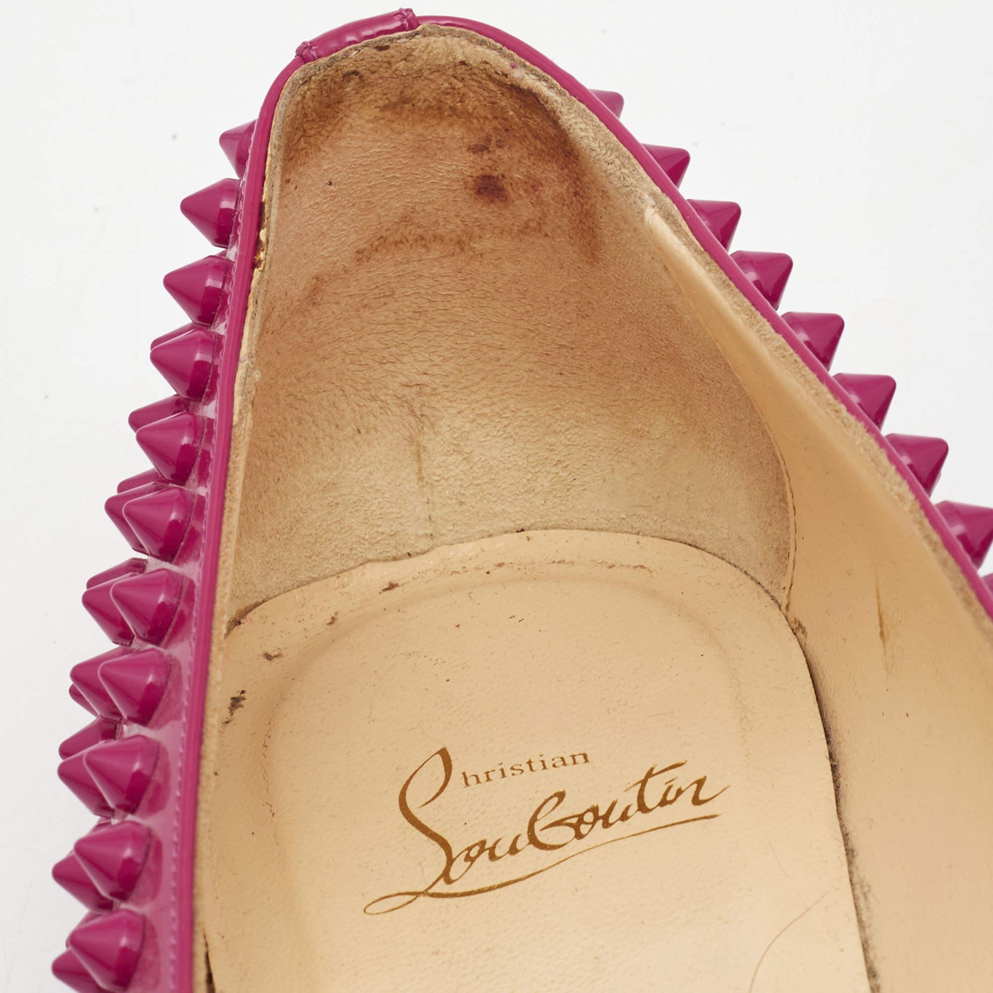 Christian Louboutin Pink Patent Leather Pigalle Spikes Ballet Flats Size 39 4