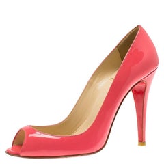 Christian Louboutin Pink Patent 'Sexy' Peep Toe Pumps Size 37