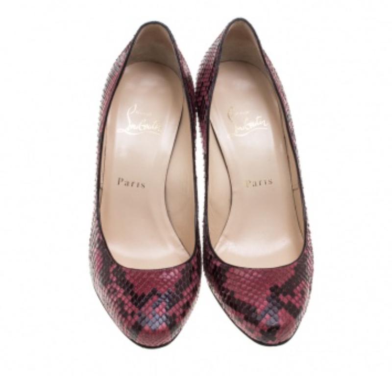Marron Christian Louboutin escarpins Fifi roses taille 38 en vente