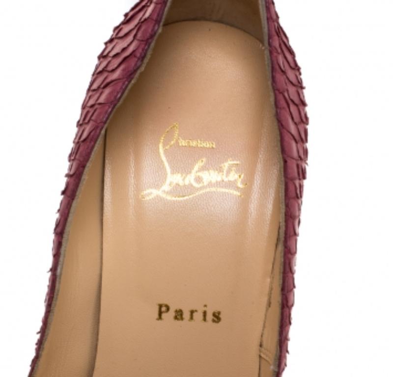 De las mujeres Christian Louboutin Bombas de plataforma con puntera abierta Lady Pink de piel de pitón Talla 41 en venta