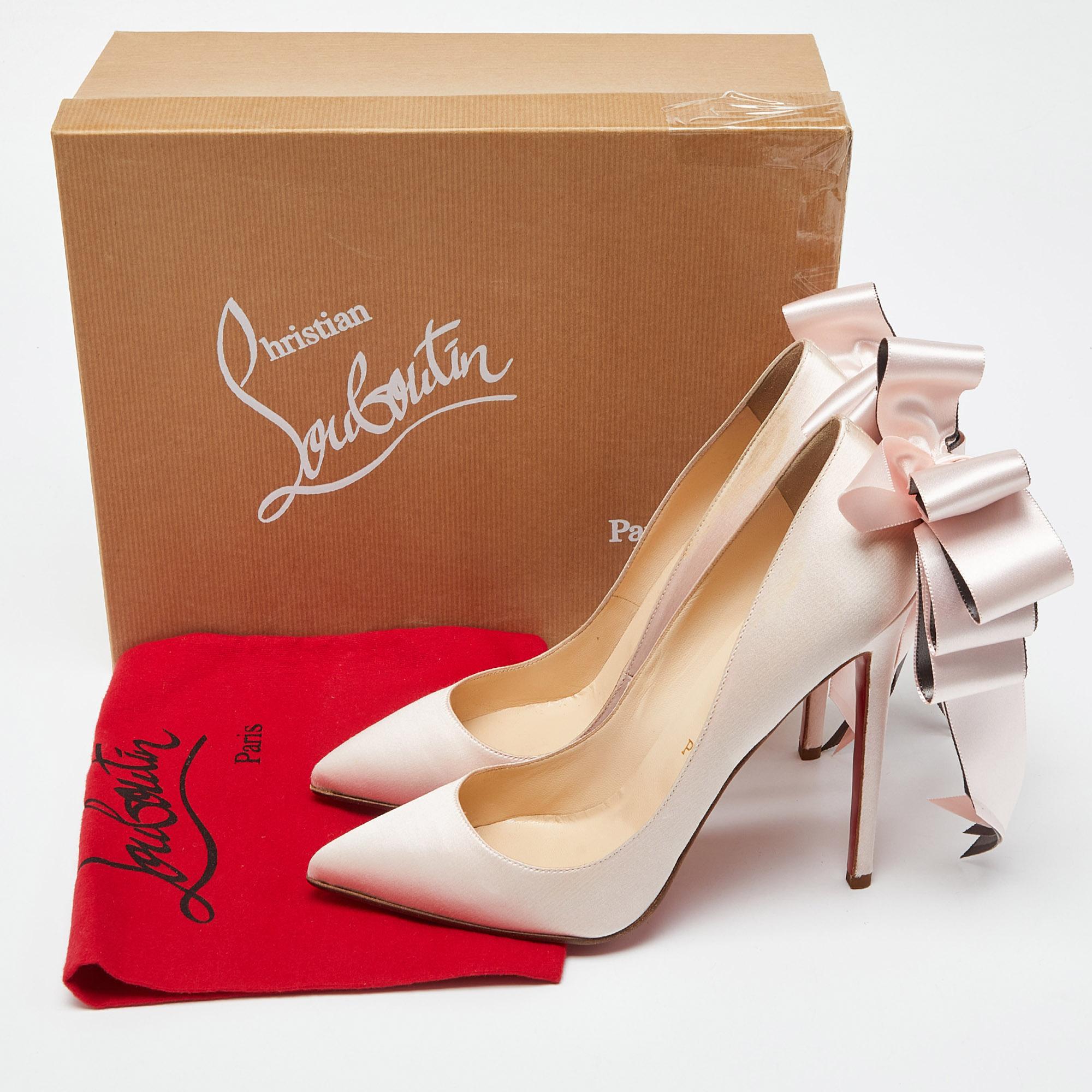 Christian Louboutin Pink Satin Anemone Crepe Pumps Size 40 For Sale 8