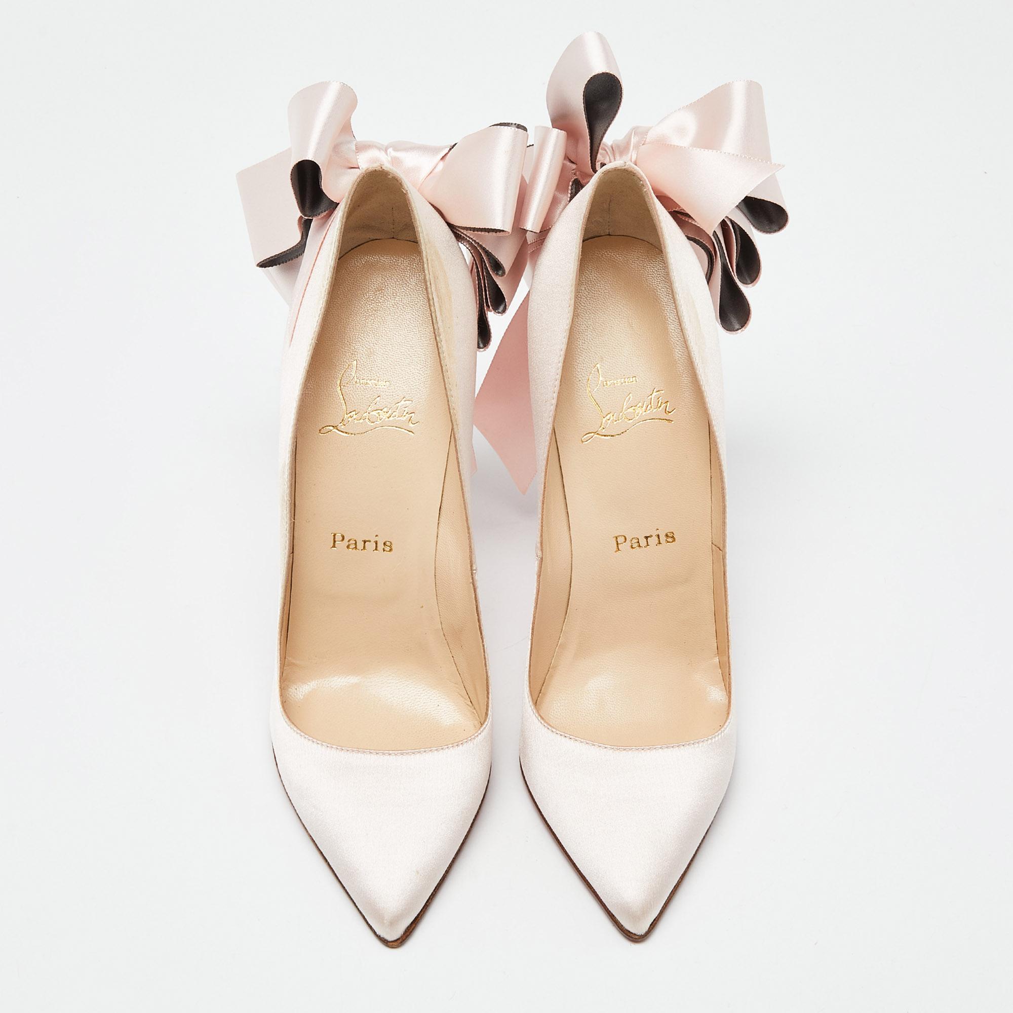 Christian Louboutin Pink Satin Anemone Crepe Pumps Size 40 For Sale 1