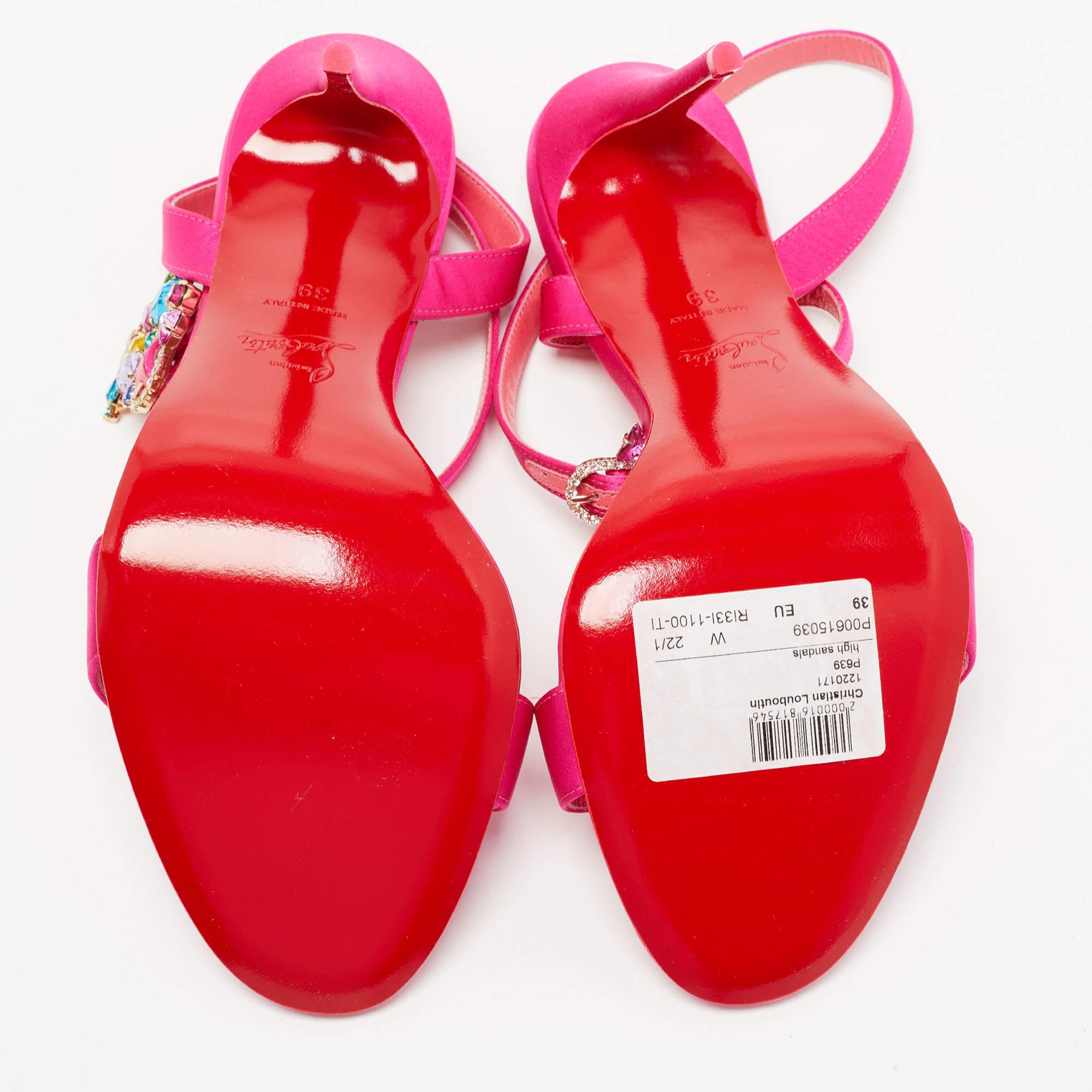 Christian Louboutin Pink Satin Goldie Jolie Sandals Size 39 3