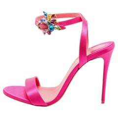 Christian Louboutin Pink Satin Goldie Jolie Sandals Size 39