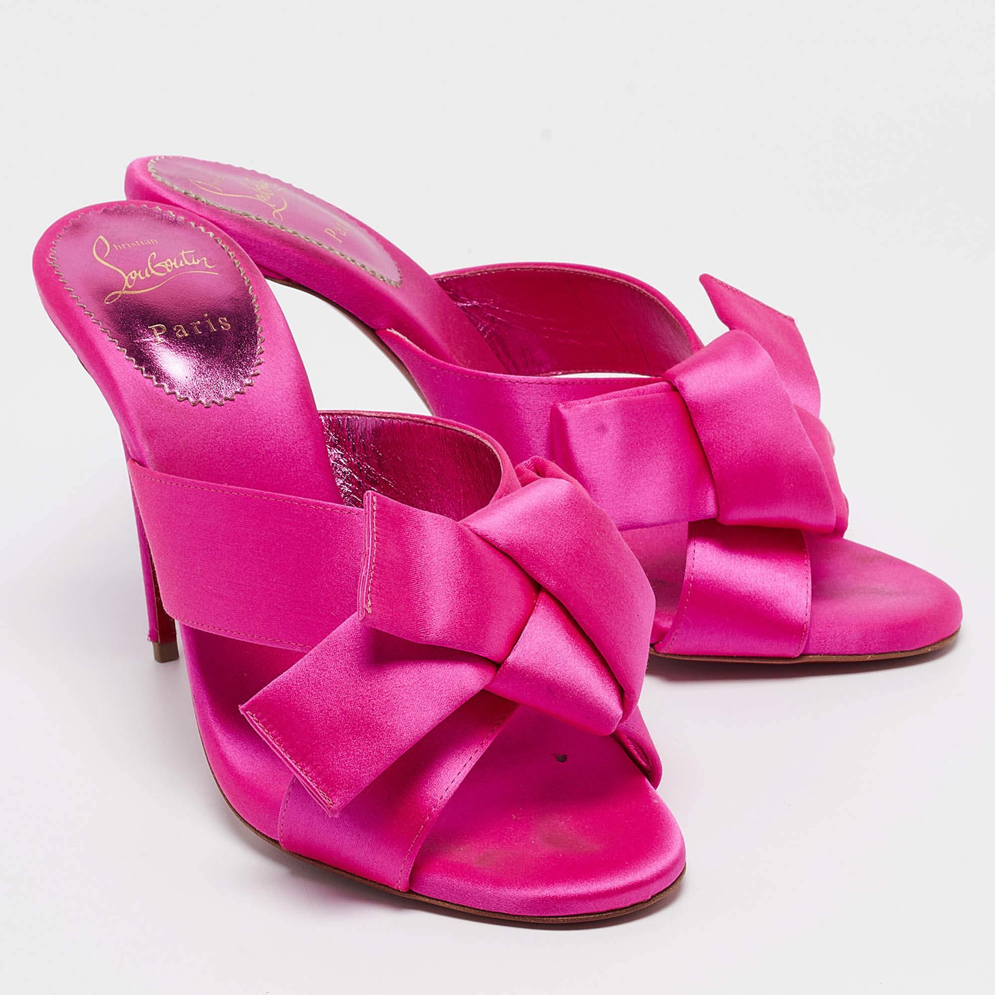 Women's Christian Louboutin Pink Satin Matricia Sandals Size 40