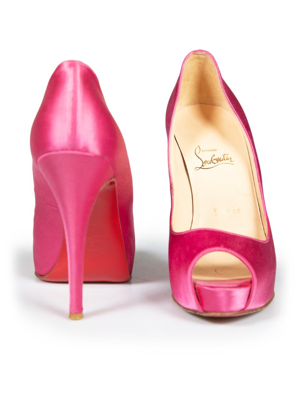 Christian Louboutin Rosa Satin Neu Sehr Prive Heels Größe IT 37 (Pink) im Angebot
