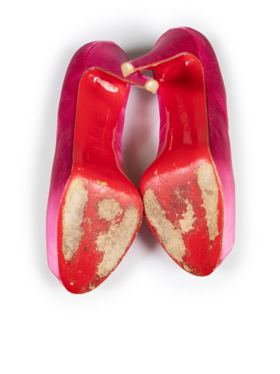 Christian Louboutin Rosa Satin Neu Sehr Prive Heels Größe IT 37 im Zustand „Gut“ im Angebot in London, GB