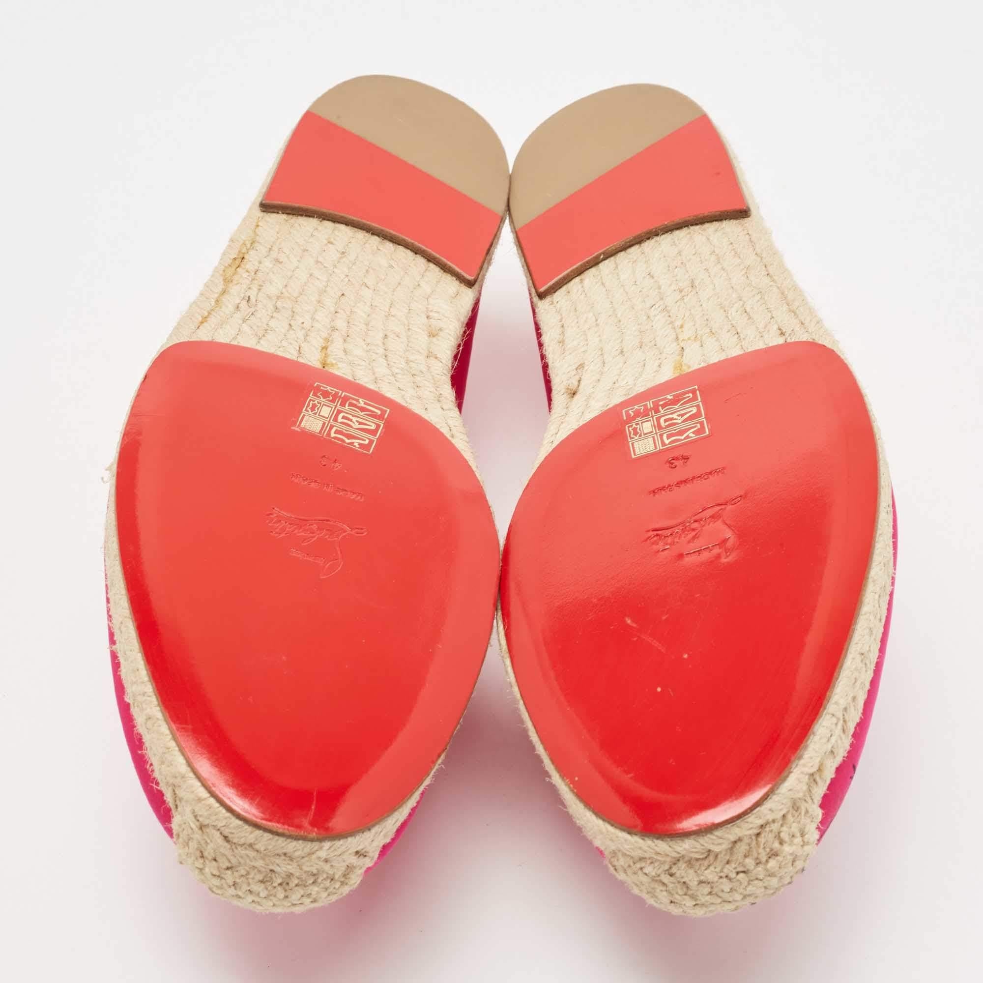 Men's Christian Louboutin Pink Satin Slip On Espadrille Flats Size 43 For Sale