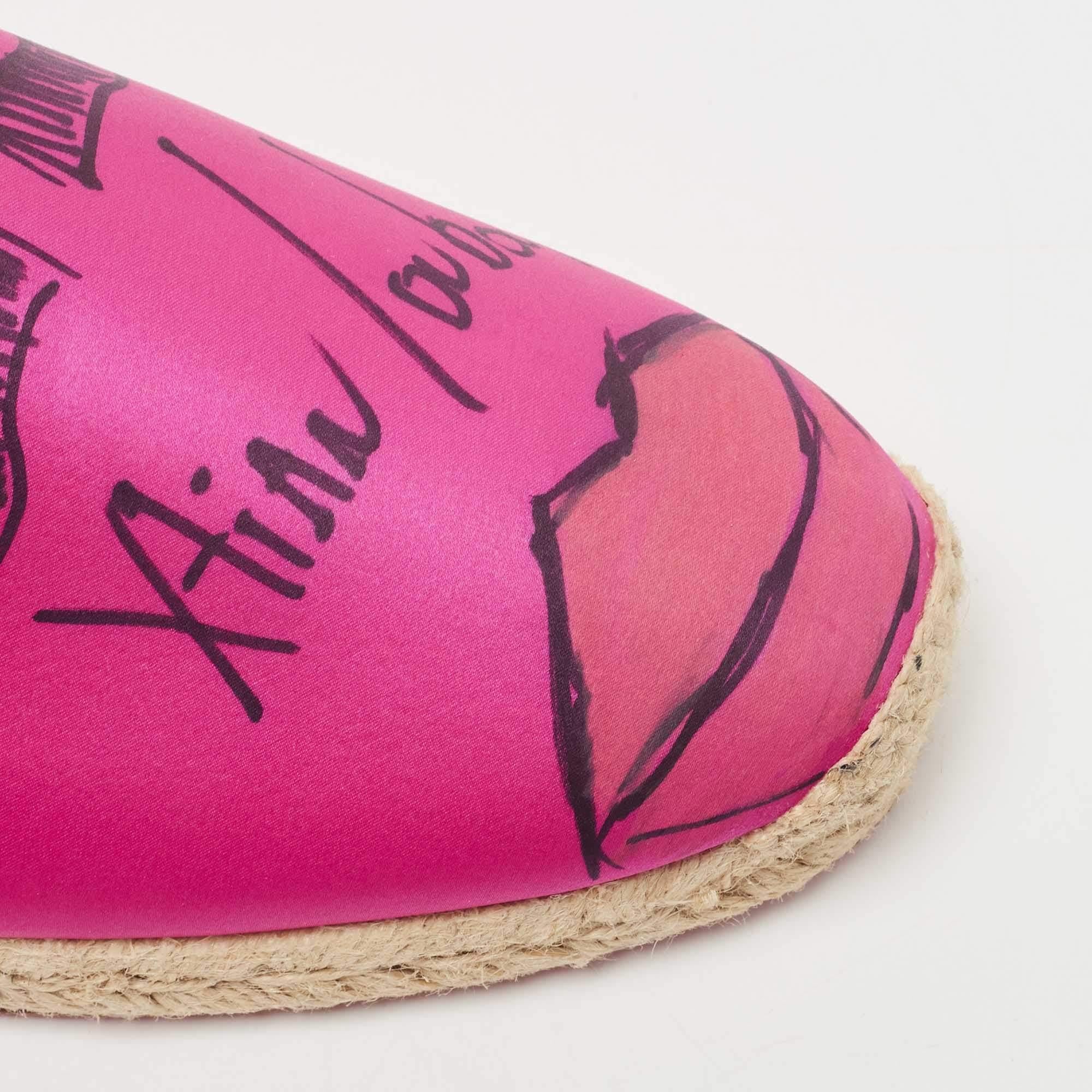 Christian Louboutin Pink Satin Slip On Espadrille Flats Size 43 For Sale 3