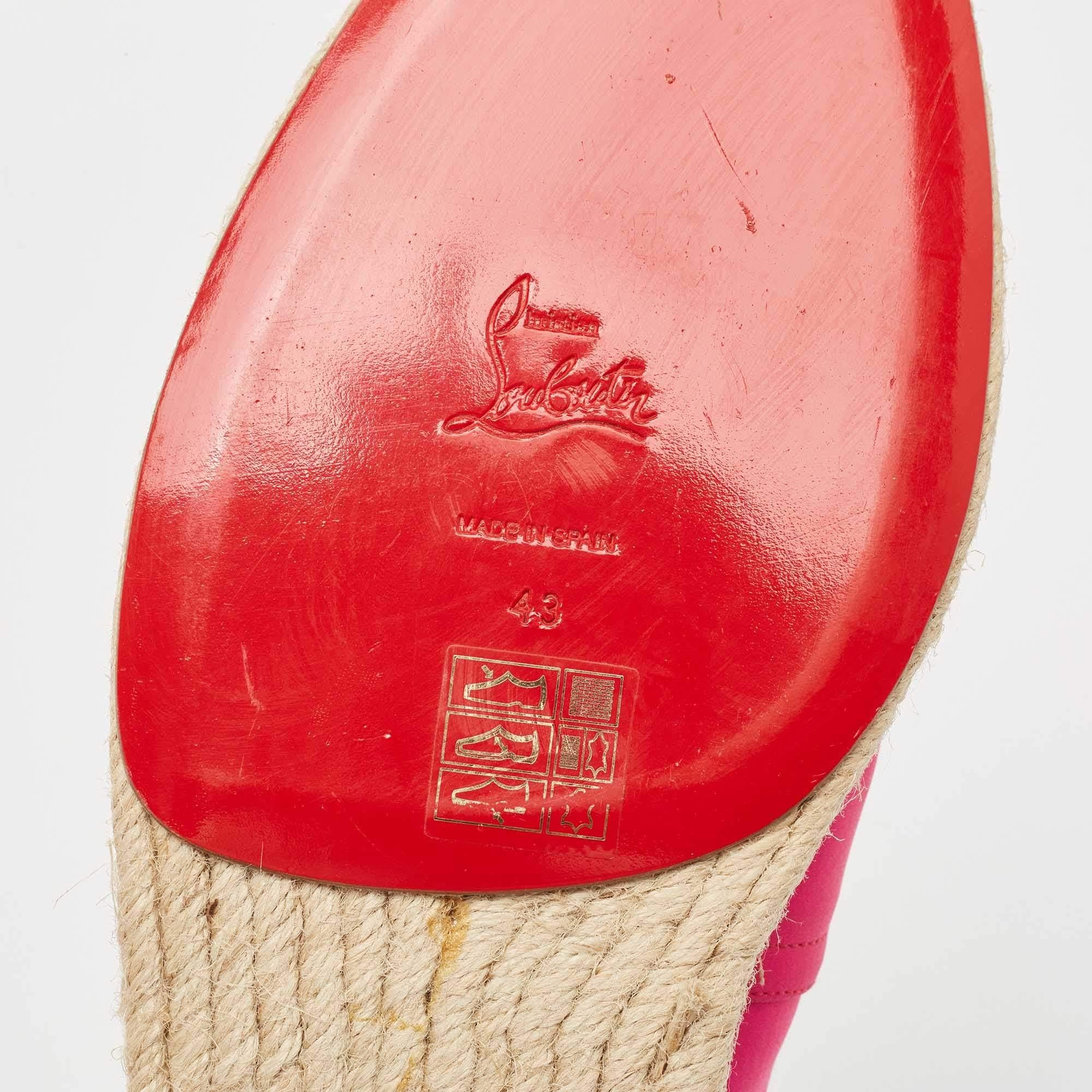 Christian Louboutin Pink Satin Slip On Espadrille Flats Size 43 For Sale 4