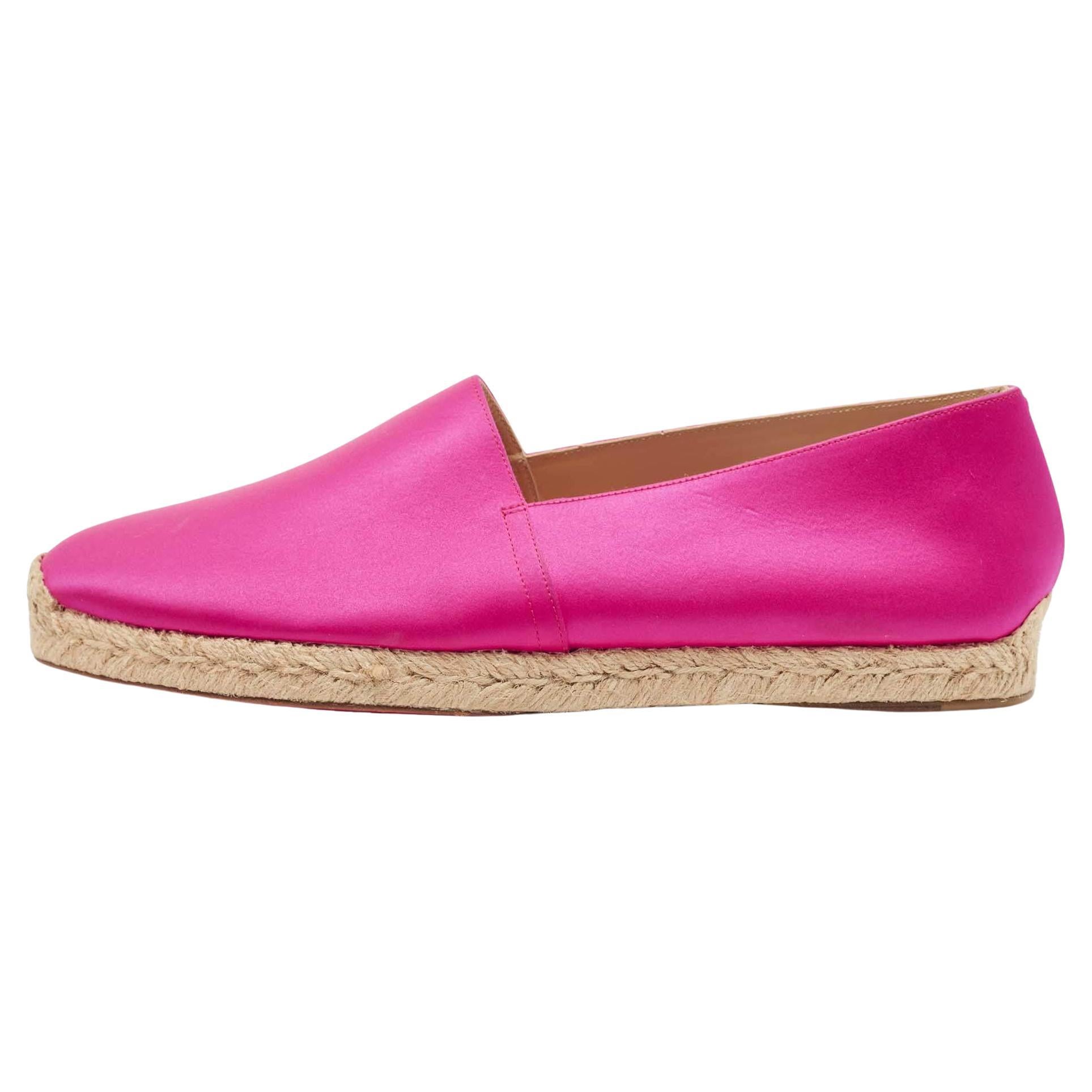 Christian Louboutin Pink Satin Slip On Espadrille Flats Size 43