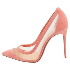 Christian Louboutin Pink Suede and Mesh Galativi Pumps Size 38.5