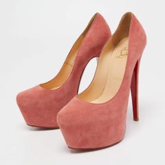 Christian Louboutin Pink Suede Daffodile Platform Pumps Size 36.5