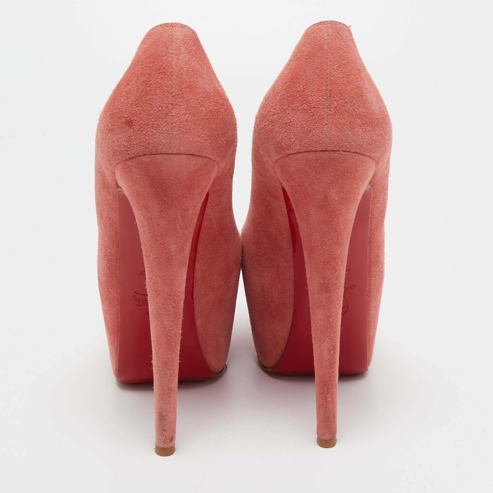  Christian Louboutin - Escarpins à plateforme Daffodile en daim rose, taille 36.5 Pour femmes 