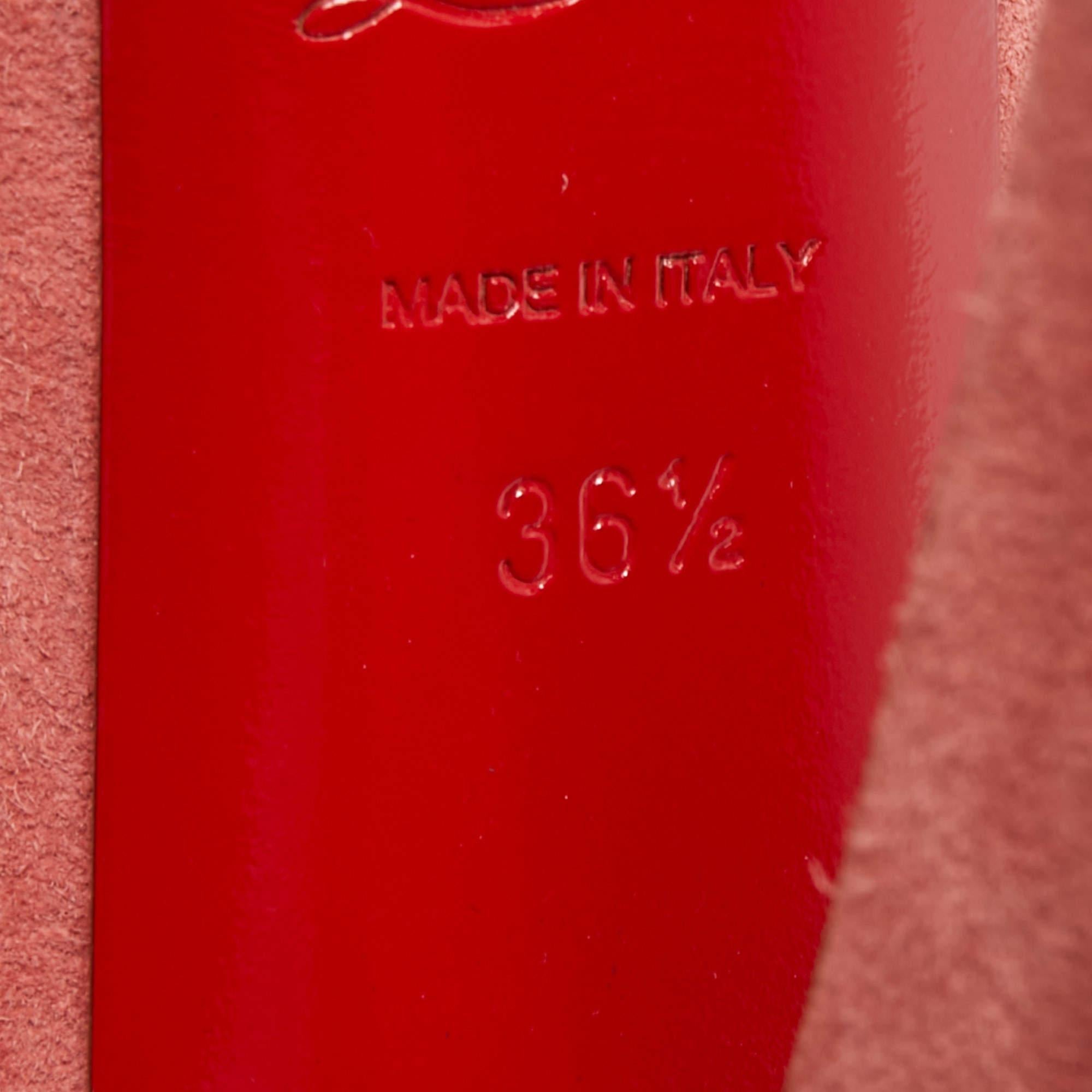 Christian Louboutin - Escarpins à plateforme Daffodile en daim rose, taille 36.5 3