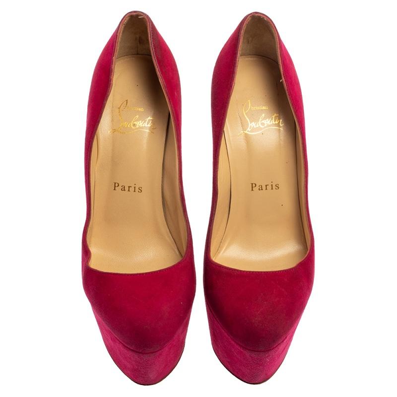 pink suede platform heels