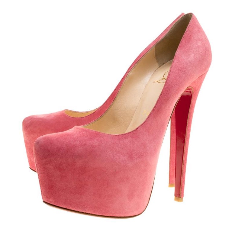 Christian Louboutin Pink Suede Daffodile Platform Pumps Size 37 For ...