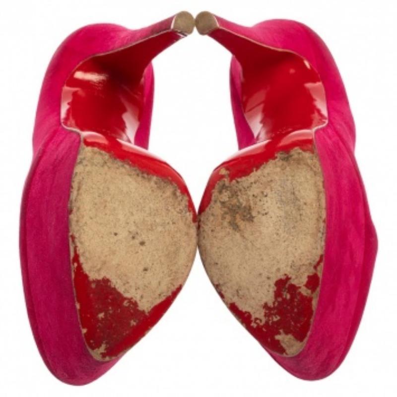 Christian Louboutin Pink Suede Daffodile Platform Pumps Size 37 For Sale 2
