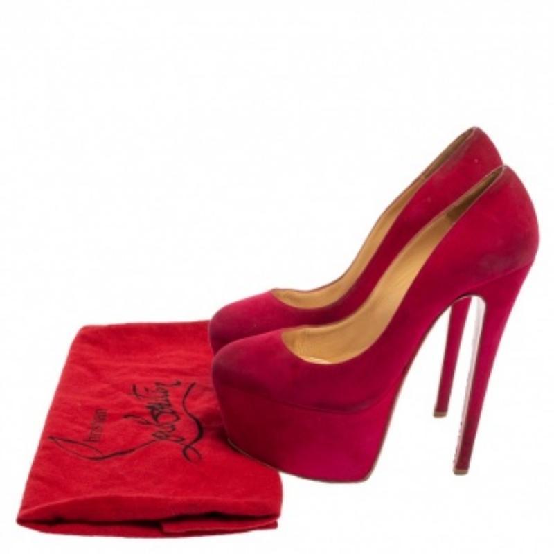 Christian Louboutin Pink Suede Daffodile Platform Pumps Size 37 For Sale 3
