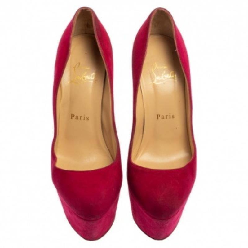 Christian Louboutin Pink Suede Daffodile Platform Pumps Size 37 For Sale 4