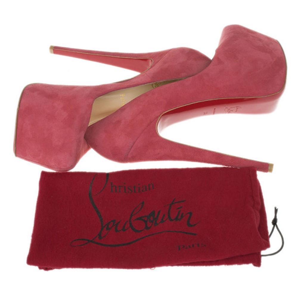 Christian Louboutin Pink Suede Daffodile Platform Pumps Size 38 For Sale 3