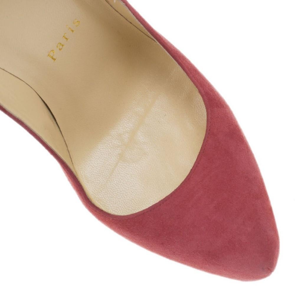 Christian Louboutin Pink Suede Daffodile Platform Pumps Size 38 For Sale 1