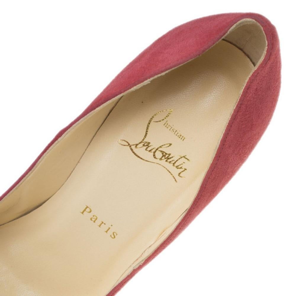 Christian Louboutin Pink Suede Daffodile Platform Pumps Size 38 For Sale 2