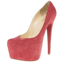 Christian Louboutin Pink Suede Daffodile Platform Pumps Size 38