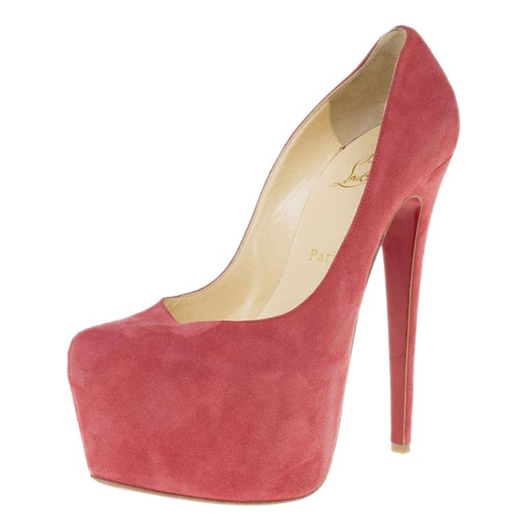 Christian Louboutin Pink Suede Daffodile Platform Pumps Size 38 For ...