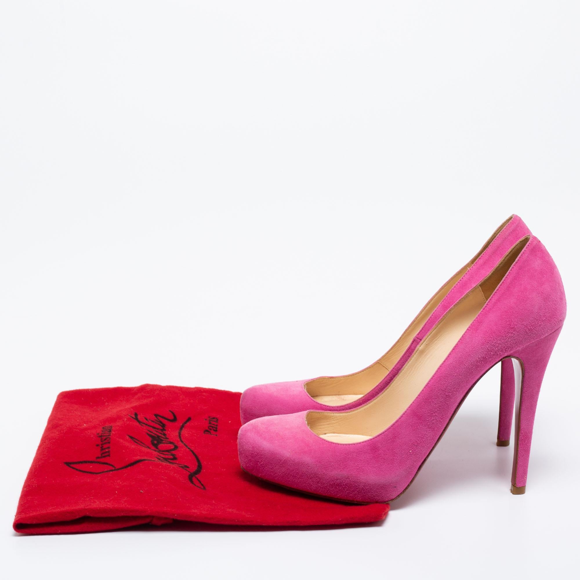 Christian Louboutin Pink Suede Elisa Pumps Size 38.5 For Sale 2