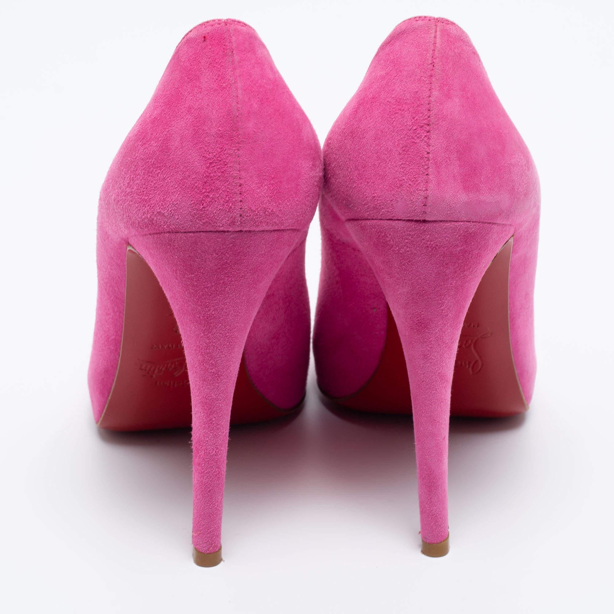 Christian Louboutin Pink Suede Elisa Pumps Size 38.5 For Sale 2