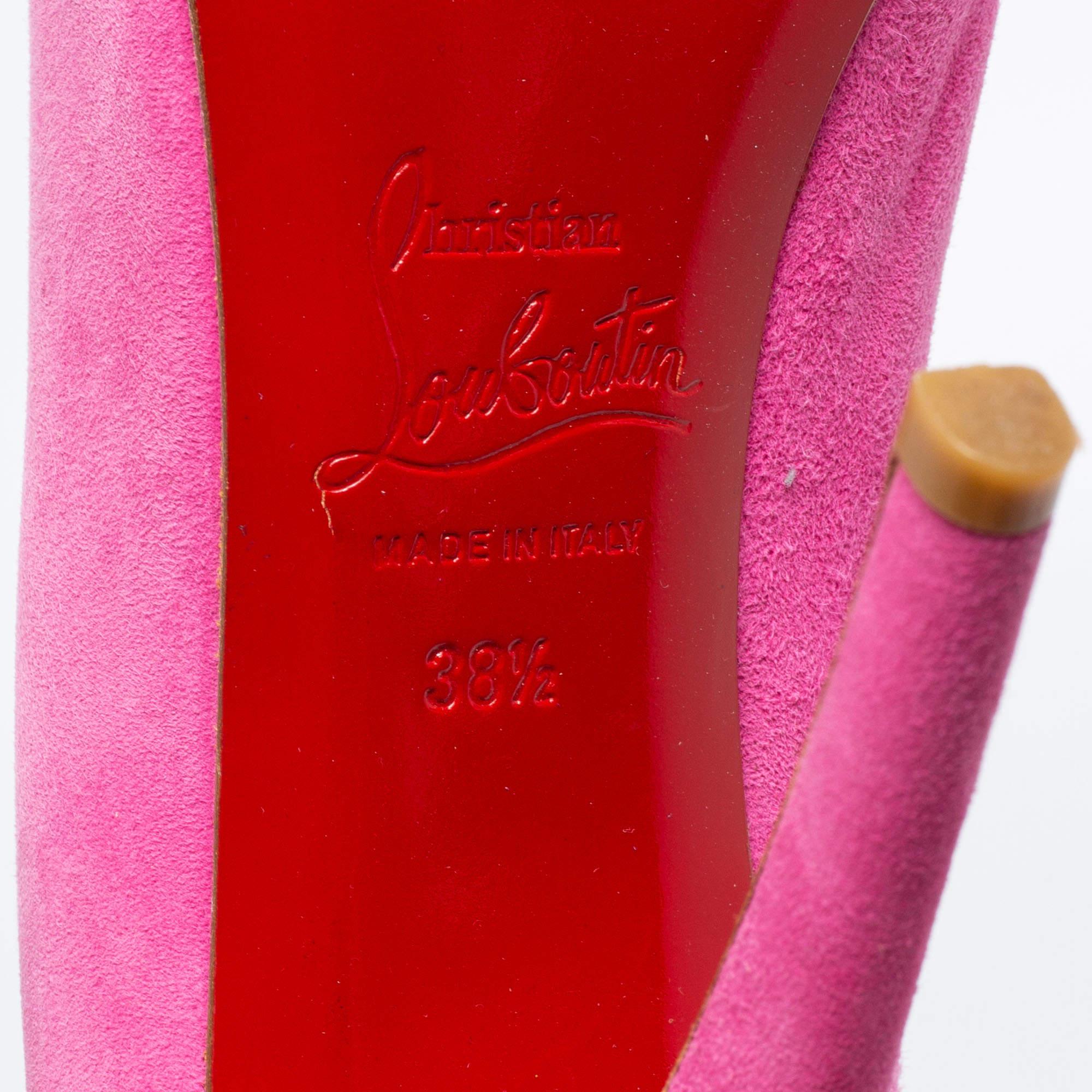 Christian Louboutin Pink Suede Elisa Pumps Size 38.5 For Sale 3
