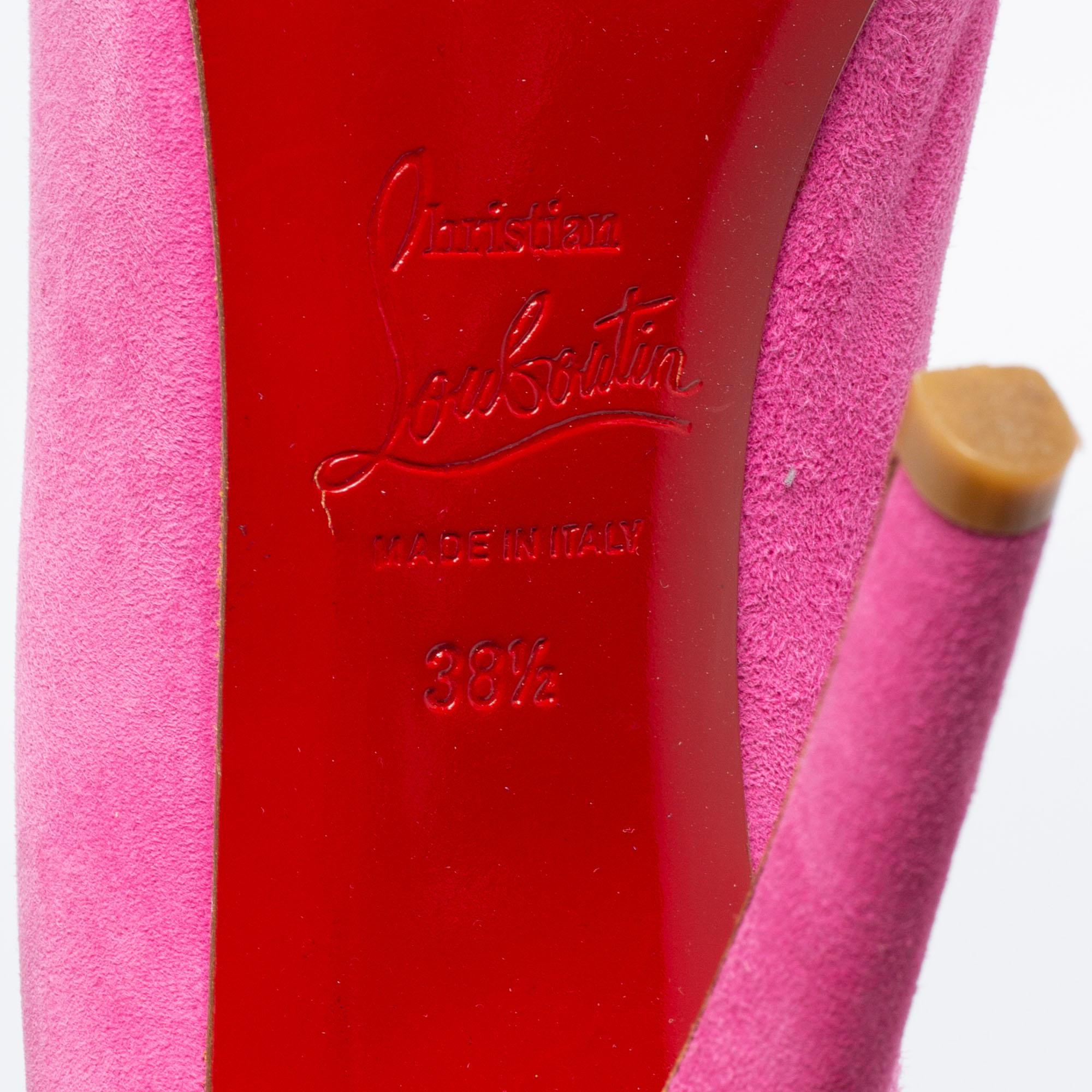 Christian Louboutin Pink Suede Elisa Pumps Size 38.5 For Sale 4